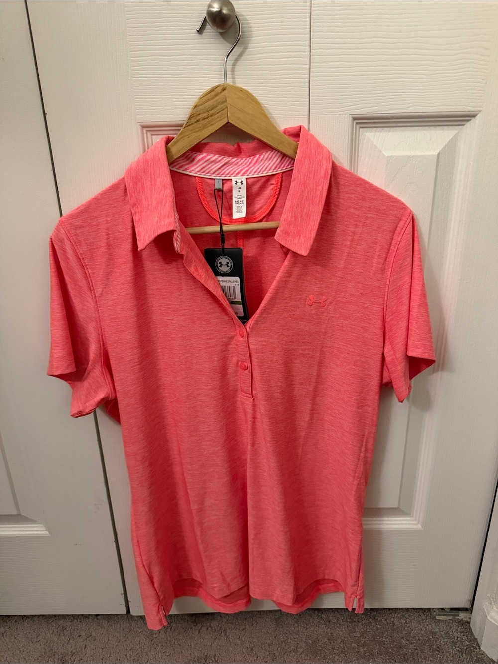 Under Armour Women's Pink/Coral Button-Down Polo Shirt